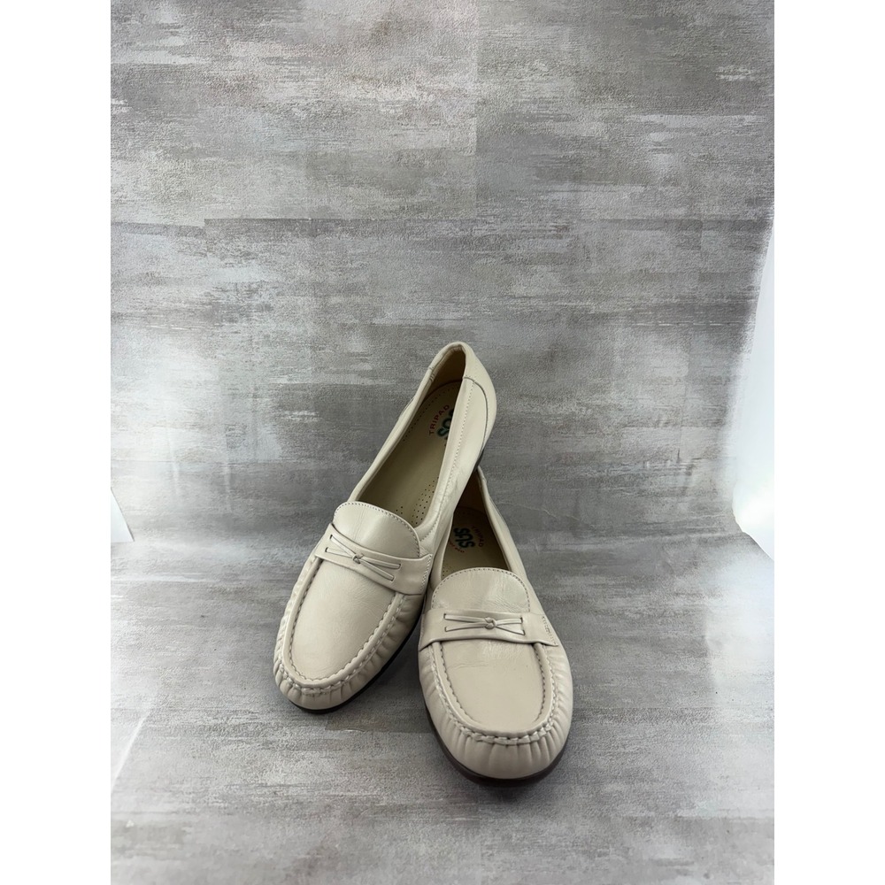 SAS Hope Bone Leather Loafers Women Sz 8 M Comfort Wedge Shoes Made in USA